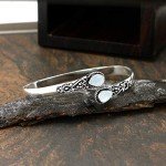 Moonstone Boho Open Bangle Cuff Bracelet for Her