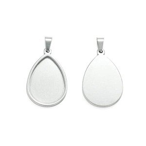 10pcs Stainless Steel Teardrop Pendant Trays for DIY