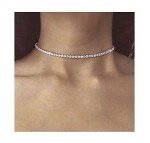 Silver Rhinestone Choker Necklace for Women