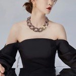 Chunky Brown Acrylic Chain Link Choker Necklace