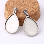 10pcs Stainless Steel Teardrop Pendant Trays for DIY