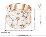 Elegant Rose Gold Flower Ring with White Enamel