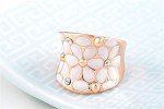 Elegant Rose Gold Flower Ring with White Enamel