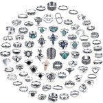 Vintage Silver Knuckle Rings Set for Women