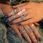 Vintage Silver Knuckle Rings Set for Women