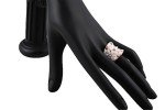 Elegant Rose Gold Flower Ring with White Enamel