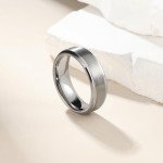 7mm Silver Tungsten Wedding Band for Men