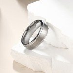 7mm Silver Tungsten Wedding Band for Men