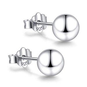 18K White Gold Plated Ball Stud Earrings