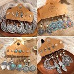 45 Pairs Bohemian Silver Drop Earrings Set