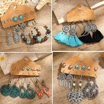 45 Pairs Bohemian Silver Drop Earrings Set
