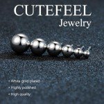 18K White Gold Plated Ball Stud Earrings