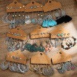 45 Pairs Bohemian Silver Drop Earrings Set