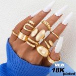 10-Piece Gold Stacking Rings Set for Women