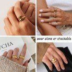 10-Piece Gold Stacking Rings Set for Women