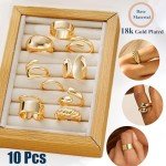 10-Piece Gold Stacking Rings Set for Women