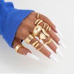 10-Piece Gold Stacking Rings Set for Women