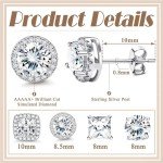 Cubic Zirconia Halo Stud Earrings in White Gold