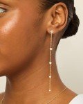 PAVOI 14K Gold Plated Linear Dangle Earrings