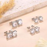 Cubic Zirconia Halo Stud Earrings in White Gold