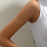 Minimalist Gold Arm Cuff Bracelet Set for Women