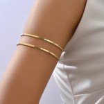 Minimalist Gold Arm Cuff Bracelet Set for Women