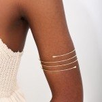 Minimalist Gold Arm Cuff Bracelet Set for Women