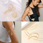 Minimalist Gold Arm Cuff Bracelet Set for Women