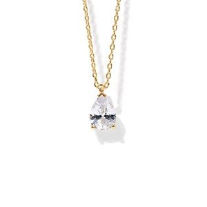 Gold Plated Faux Diamond Halo Pendant Necklace