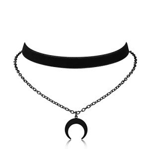 HEXALOVA Gothic Black Velvet Choker Necklace