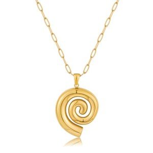 Gold Chunky Spiral Pendant Necklace for Women