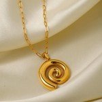 Gold Chunky Spiral Pendant Necklace for Women