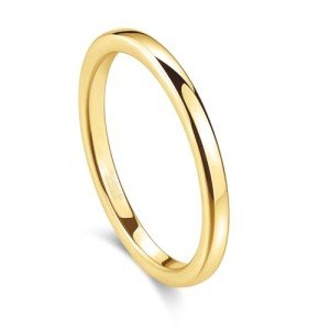2mm Tungsten Gold Domed Wedding Band Ring