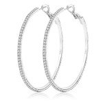 Sparkly Rhinestone Hoop Earrings in Silver