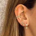 Small Gold Heart Stud Earrings - 6 Pairs