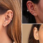 Small Gold Heart Stud Earrings - 6 Pairs