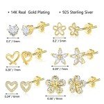 Small Gold Heart Stud Earrings - 6 Pairs