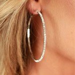 Sparkly Rhinestone Hoop Earrings in Silver