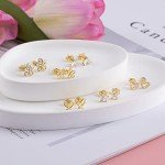 Small Gold Heart Stud Earrings - 6 Pairs