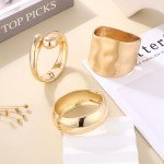 Gold Chunky Cuff Bracelets for Women - 1 to 3 PCS