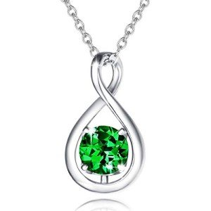 Emerald Infinity Pendant Necklace in 925 Silver