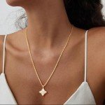 Dainty 14K Gold Clover Pendant Necklace for Women