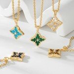 Dainty 14K Gold Clover Pendant Necklace for Women