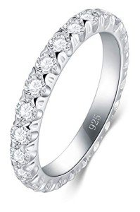 925 Sterling Silver CZ Stackable Wedding Band Ring