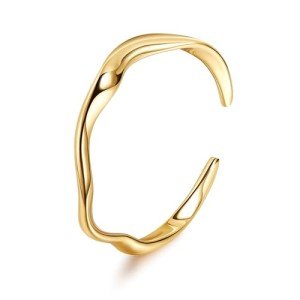YOVORO 18K Gold Plated Cuff Bracelets for Women Open Adjustable Gold Cuff Bangle Bracelets Thick Hammered Wrist Cuff Bracelets Thin Minimalist Gold Cuff Bracelet A
