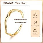 YOVORO 18K Gold Plated Cuff Bracelets for Women Open Adjustable Gold Cuff Bangle Bracelets Thick Hammered Wrist Cuff Bracelets Thin Minimalist Gold Cuff Bracelet A