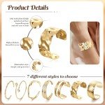 YOVORO 18K Gold Plated Cuff Bracelets for Women Open Adjustable Gold Cuff Bangle Bracelets Thick Hammered Wrist Cuff Bracelets Thin Minimalist Gold Cuff Bracelet A