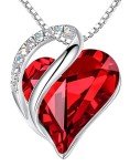 Infinity Heart Pendant Necklace with Ruby Birthstone