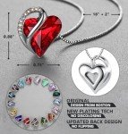 Infinity Heart Pendant Necklace with Ruby Birthstone