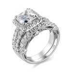 Wuziwen 4Ct Sterling Silver Engagement Ring Set